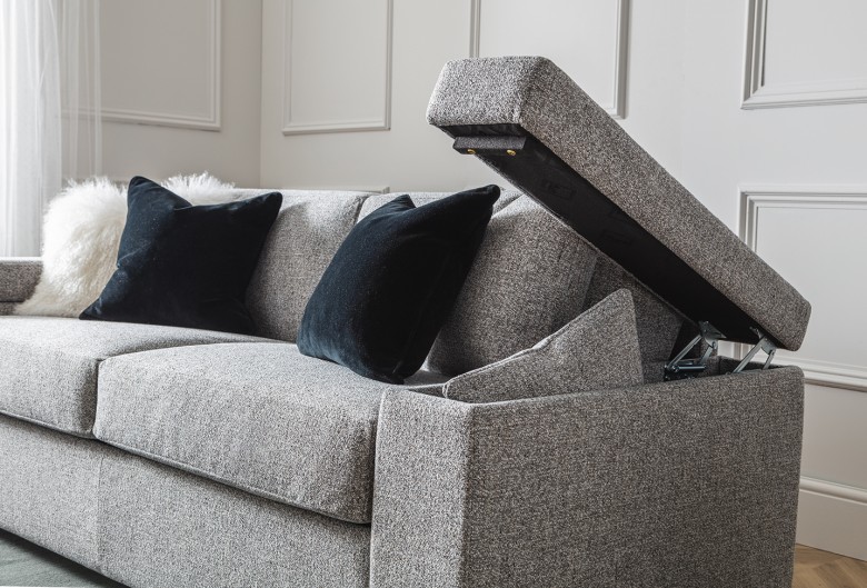 Metro Large 4 Seater Sofa Bed in Grey Boucle Fabric