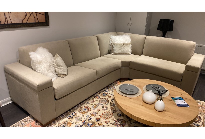 Metro Medium Corner Sofa Bed in Soft Alpaka