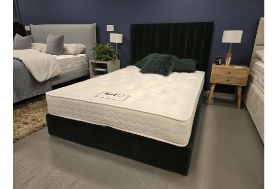 Low Double Storage bed with Vertical lines headboard | Furl