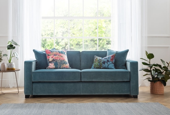 Duette 3 Seater Sofa Bed in Blue Velvet | Furl