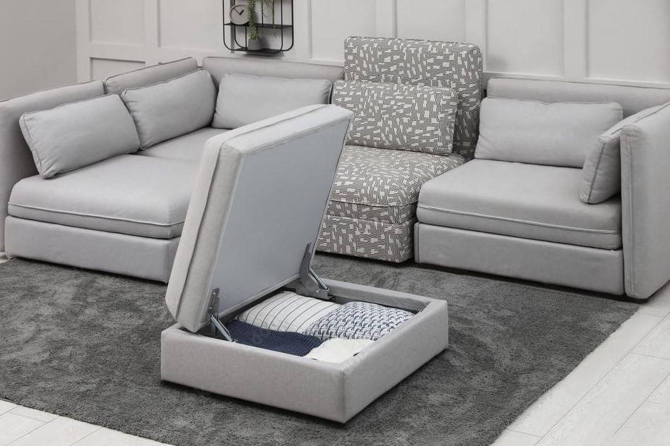 Open section with storage sofa