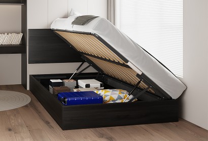 Side opening loft bed with storage